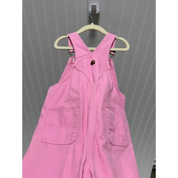 Carhartt Pink Canvas Overall Bibs Girl Toddler Size 4T - Picture 7 of 8